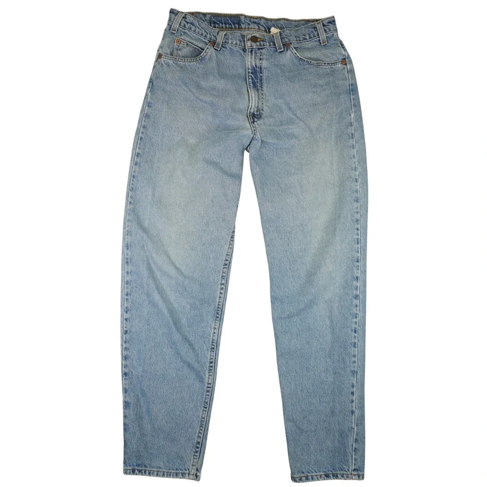 Vintage Levis 550 Relaxed Fit Tapered Mens Light Wash Orange Tab Jeans 34x32 90s